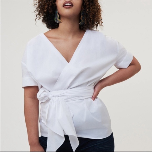 Universal Standard Tops - Medium (18/20/1X) Universal Standard Marano White Wrap Top